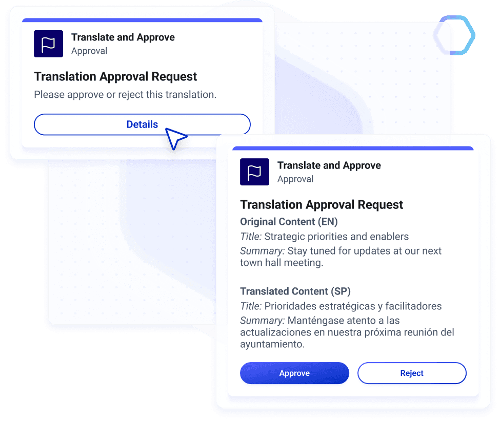 Translate business content with integrations to AWS Translate and Azure Translate