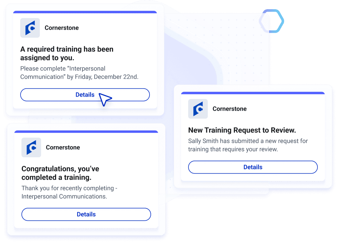 Cornerstone training notifications