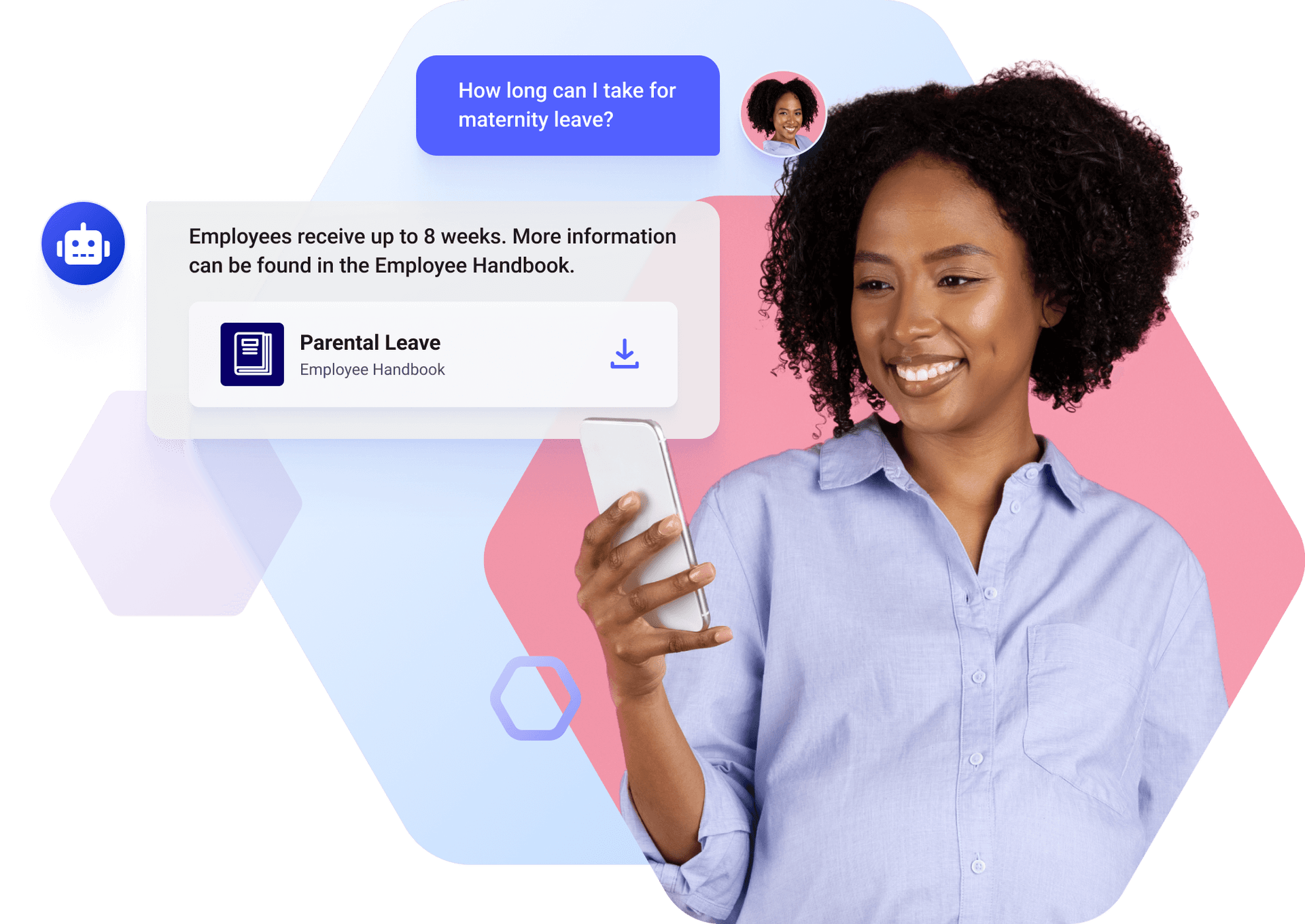 Workgrid's AI Assistant gives employees the ability to chat to documents and knowledgebases to quickly find information such as HR FAQs